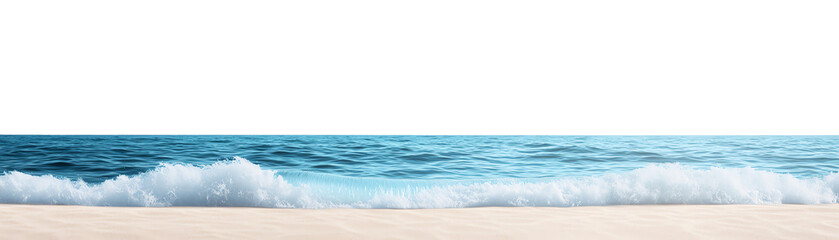 Beautiful ocean waves crashing on sandy shore. PNG