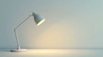 A minimalist desk lamp illuminating a clean surface against a soft backdrop.
