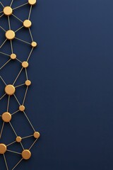 Dynamic interlocking forms, rich navy blue backdrop, cohesive design vision.