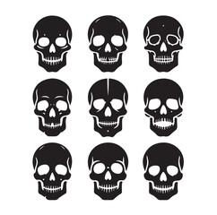 Skull silhouettes set vector illustration
