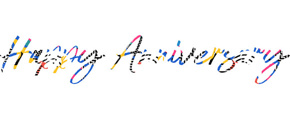 Happy Anniversary Modern calligraphy. Hand drawn lettering of happy anniversary isolated on the white background. Happy anniversary vector illustration. Sticker for social media content, invitation,