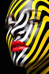 Obraz premium African American Woman with Colorful Face Paint