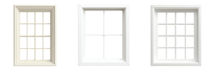 Three elegant window designs in a row. PNG