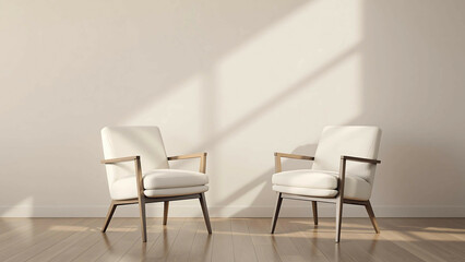 Modern White Armchairs in Minimalist Room