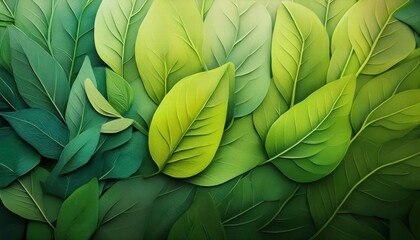  Lush Green Leaves:  A vibrant tapestry of lush green leaves, captured in a close-up, showcases the beauty and vibrancy of nature.