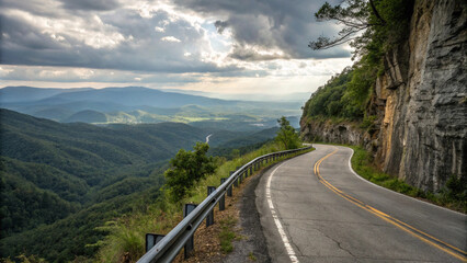 Scenic Mountain Road Winding Through Appalachian Landscape