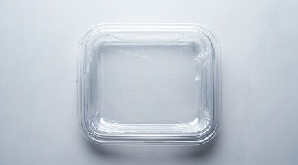 Clear Square Takeaway Box Empty Viewed from Above for a Minimalist Look