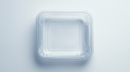Empty Plastic Square Takeaway Container Overhead for Clean and Minimalist Packaging Design