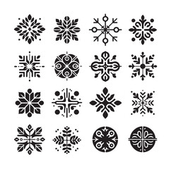Ornament silhouette set vector illustration