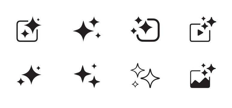 AI generate icon set. Sparkle Icon Set. AI star and square, artificial intelligence. Vector Illustration Design