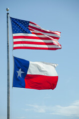 D6641 American Flag and Texas State Flag Flying