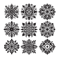 Ornament silhouette set vector illustration