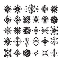 Ornament silhouette set vector illustration