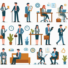 Vector collection of a businessman or manager with flatdesign