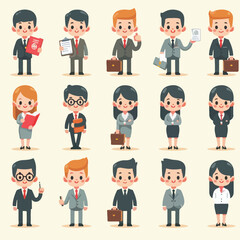 Vector collection of a businessman or manager with flatdesign