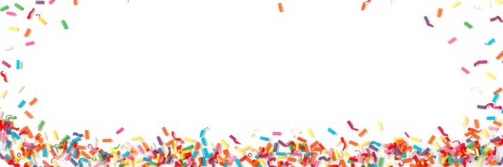 Colorful confetti border on bottom with copy space, texture