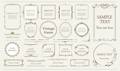 Set of Decorative vintage frames and borders set. Vector collection for invitation, menu and page decoration.eps