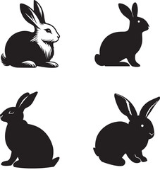 silhouette of clean vector of rabbit isolated