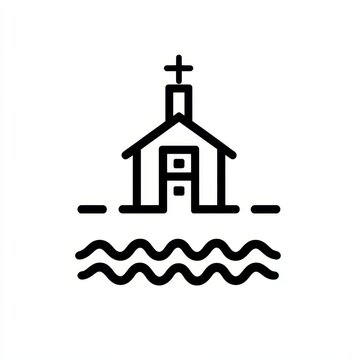 recommend clip art: Simple Church Building on Water Icon Design