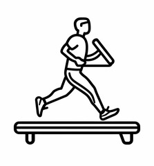 A sleek, minimalist line drawing of an athlete running on a treadmill, done in thin black lines against a white background, capturing the essence of fitness and movement.