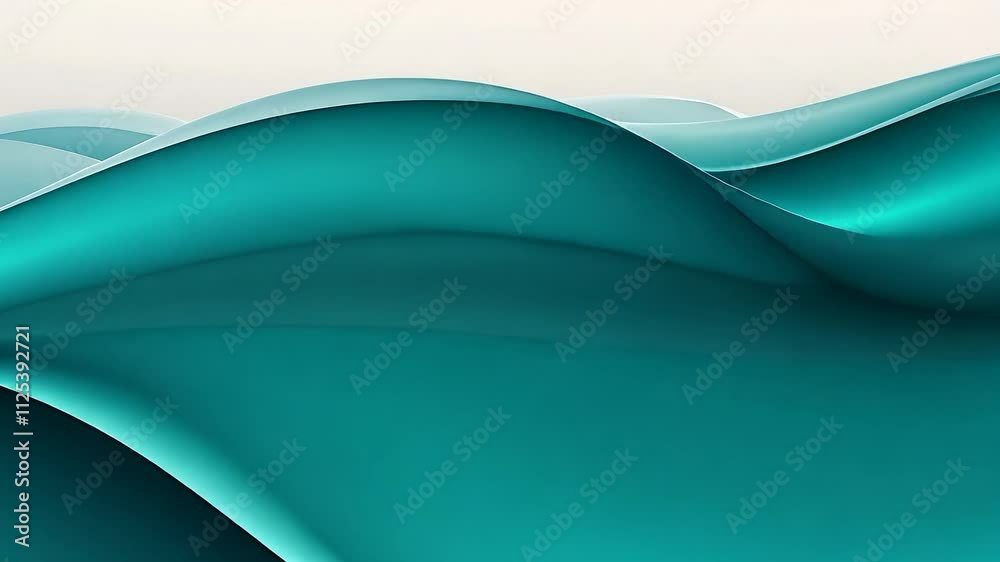 Aufkleber abstract teal and white smooth wave pattern