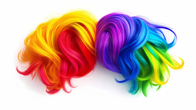 Rainbow clown wig. Carnival. Illustration