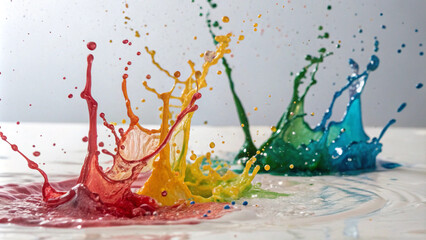 Vibrant Rainbow Paint Splashes Abstract Background