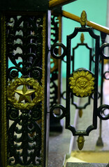 Beautiful railings with metal forged ornament