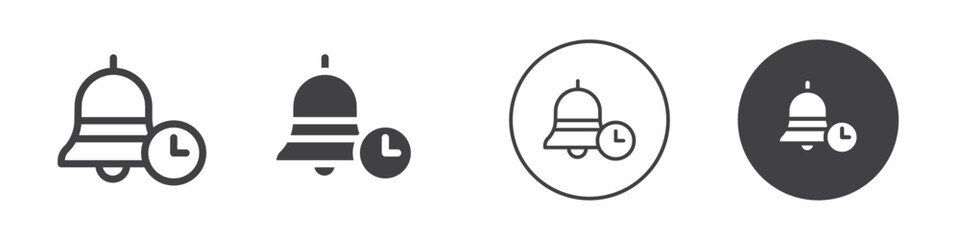 Bell and clock icon Simple outline vector logo