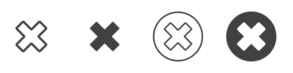 Cross mark icon Simple outline vector logo