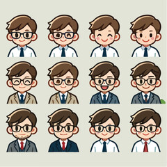 Vector collection of a young businessman with confidence