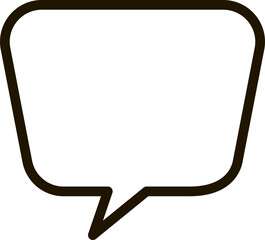 Empty speech bubble featuring rounded corners and a small triangular tail at the bottom, symbolizing communication, conversation, and the exchange of ideas in discussions