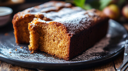 Moist plum cake with vanilla essence.