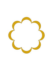 circular golden frame made of crescent-shaped elements arranged in a row, abtract modern design, copy space