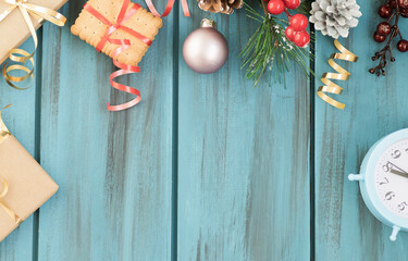 Christmas background. Frame made of fir branches. Wallpapers. Flat, top view. Merry christmas card. Winter holiday theme. Happy New Year. Space for text