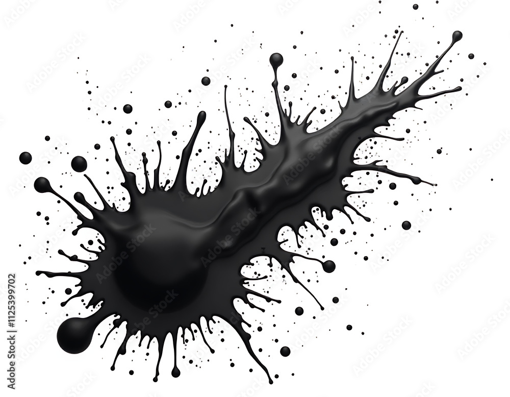 Aufkleber Highly detailed ink splats on a transparent background create a hyperrealistic image with isolated elements in a PNG file format._00001_