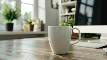 Fototapeta premium cup of tea to the desk in the office