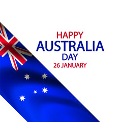 Australia Happy day 26 January flag ribbon, vector art illustration.