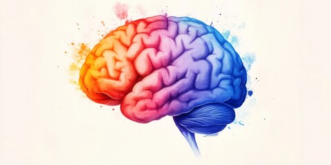 This artistic drawing features a colorful brain design that stands out beautifully against a soft backdrop.