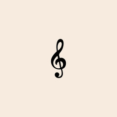 Fototapeta premium Vector illustration black treble clef isolated on white background. Music key. Musical symbol flat vector design.