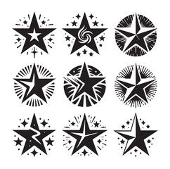 star shape Set icon collection silhouette vector illustration
