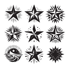 star shape Set icon collection silhouette vector illustration