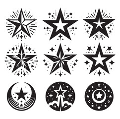 star shape Set icon collection silhouette vector illustration