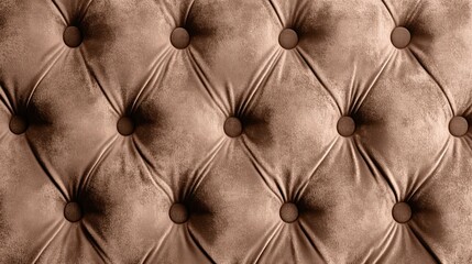 Naklejka premium Luxury tufted fabric texture in rich Mocha Mousse color with diamond-shaped stitching and button details, creating an elegant and sophisticated pattern