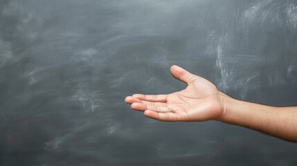 Left Hand Holding Chalk, Isolated on White Background for Educational Use