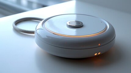 : A heart rate monitor sensor on a solid light grey surface