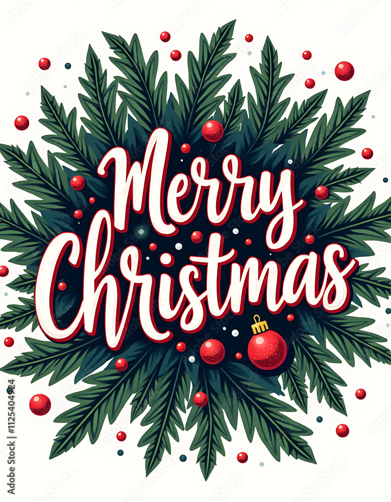 Poster beautiful hand lettered merry christmas design in a vector format for use as an isolated graphic or 