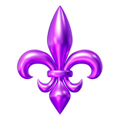 3d realistic purple Fleur de lys symbol. Stock vector illustration on isolated background.