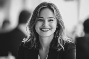Fototapeta premium Joyful Female Professional Smiling During a Business Meeting