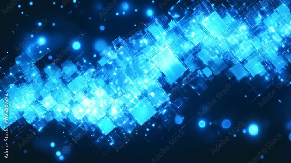 Poster Abstract digital data background. 3D animation. Future technology concept. Ai and artificial intelligence. Big data visualization